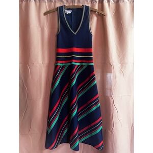 Striped knit Sleeveless 1970s Top and Skirt illusion Dress Giamo Knits